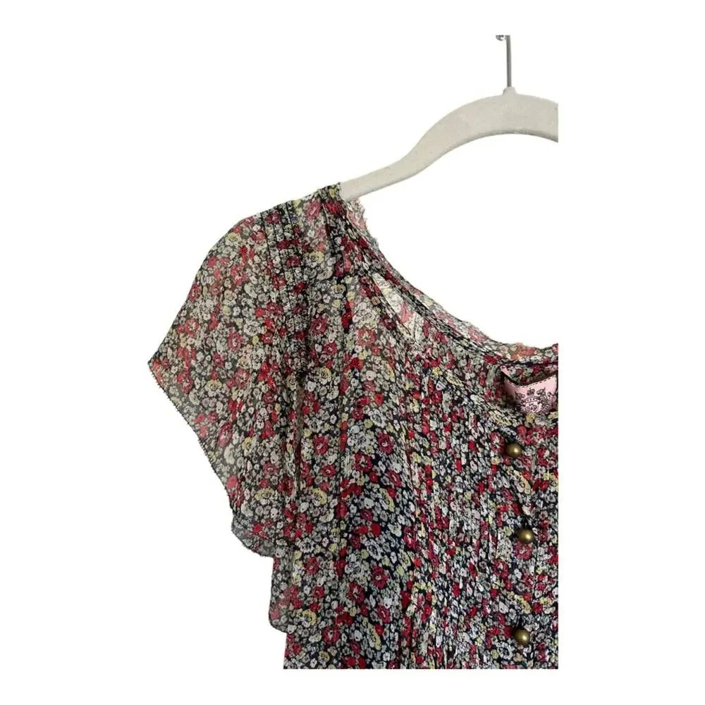 Juicy Couture Silk Felicity Floral Mini Dress in Cherry Size 0 NWT